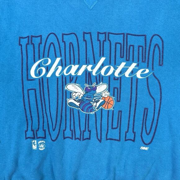 Vintage 90’s BIKE Charlotte Hornets Crew Neck Pullover - Size Large - Picture 2 of 8